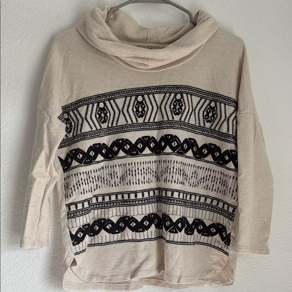 Lucky Brand Cream and Black Cowl Neck Sweater - Picture 6 of 7